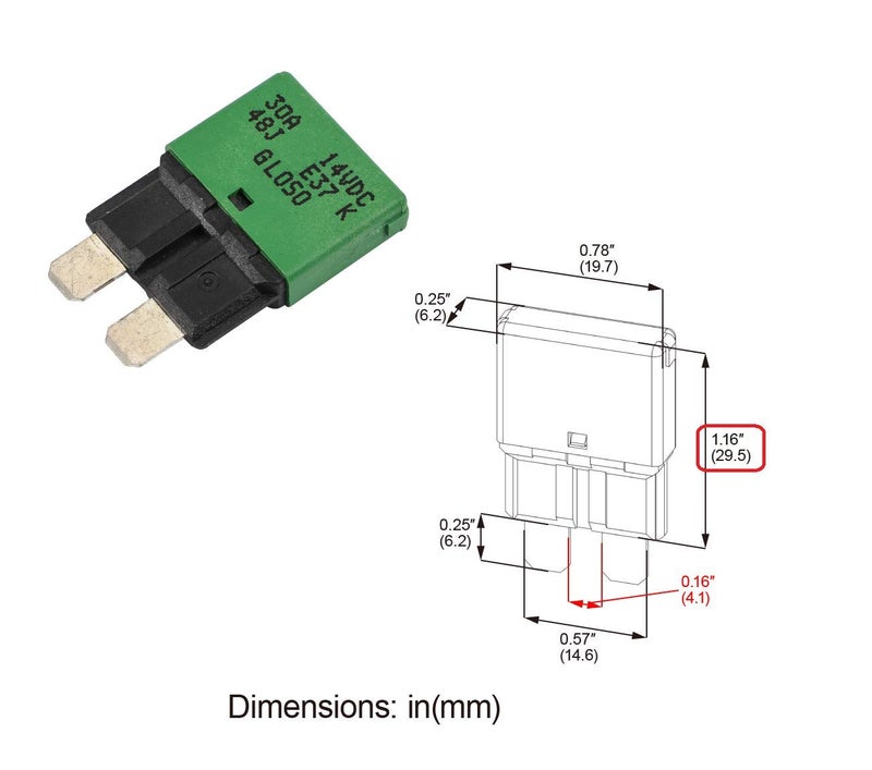 GLOSO E37 Auto (T1) Reset Low Profile ATC/ATO Circuit Breakers - (30A - 3 Pack) - Image 4